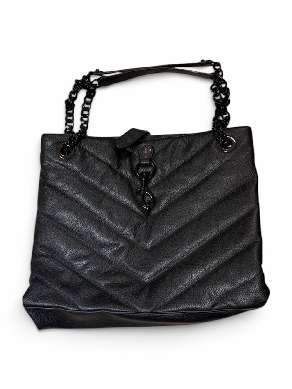 Rebecca Minkoff Black Quilted Leather Chain Strap Tote Bag